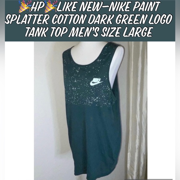 Nike Other - 🎉HP🎉Like NEW-Nike Mens Paint Splatter Cotton Dark Green Logo Tank Top Mens L